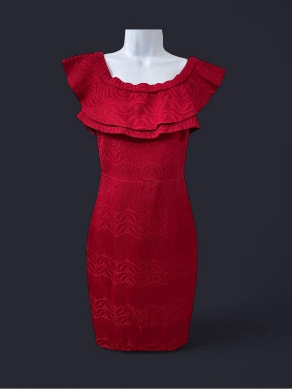 Mystic Scarlet Ruffled Midi Dress